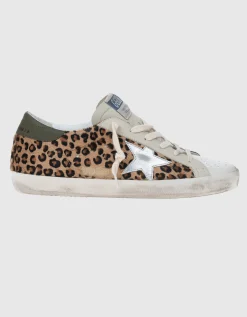 Leder-Sneaker mit Fell-Besatz