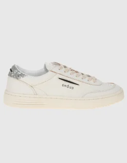 Leder-Sneaker mit Glitter-Detail