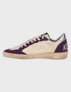 Leder-Sneaker mit Glitter-Finish