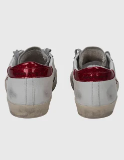 Leder-Sneaker mit Glitter-Finish