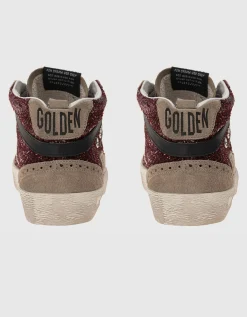 Leder-Sneaker mit Glitter-Finish