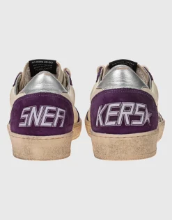 Leder-Sneaker mit Glitter-Finish