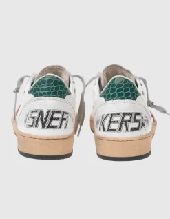 Leder-Sneaker mit Kroko-Optik-Detail