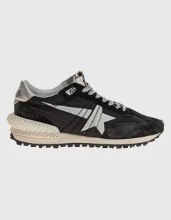 Leder-Sneaker mit Nylon-Details