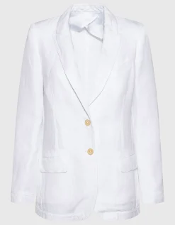 Leinen-Mix Blazer mit Schulterpolstern