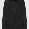 Leinen-Mix Blazer mit Schulterpolstern