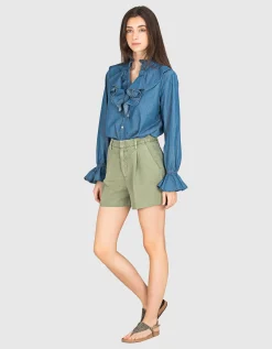 Leinen-Mix Bundfalten-Shorts Lori