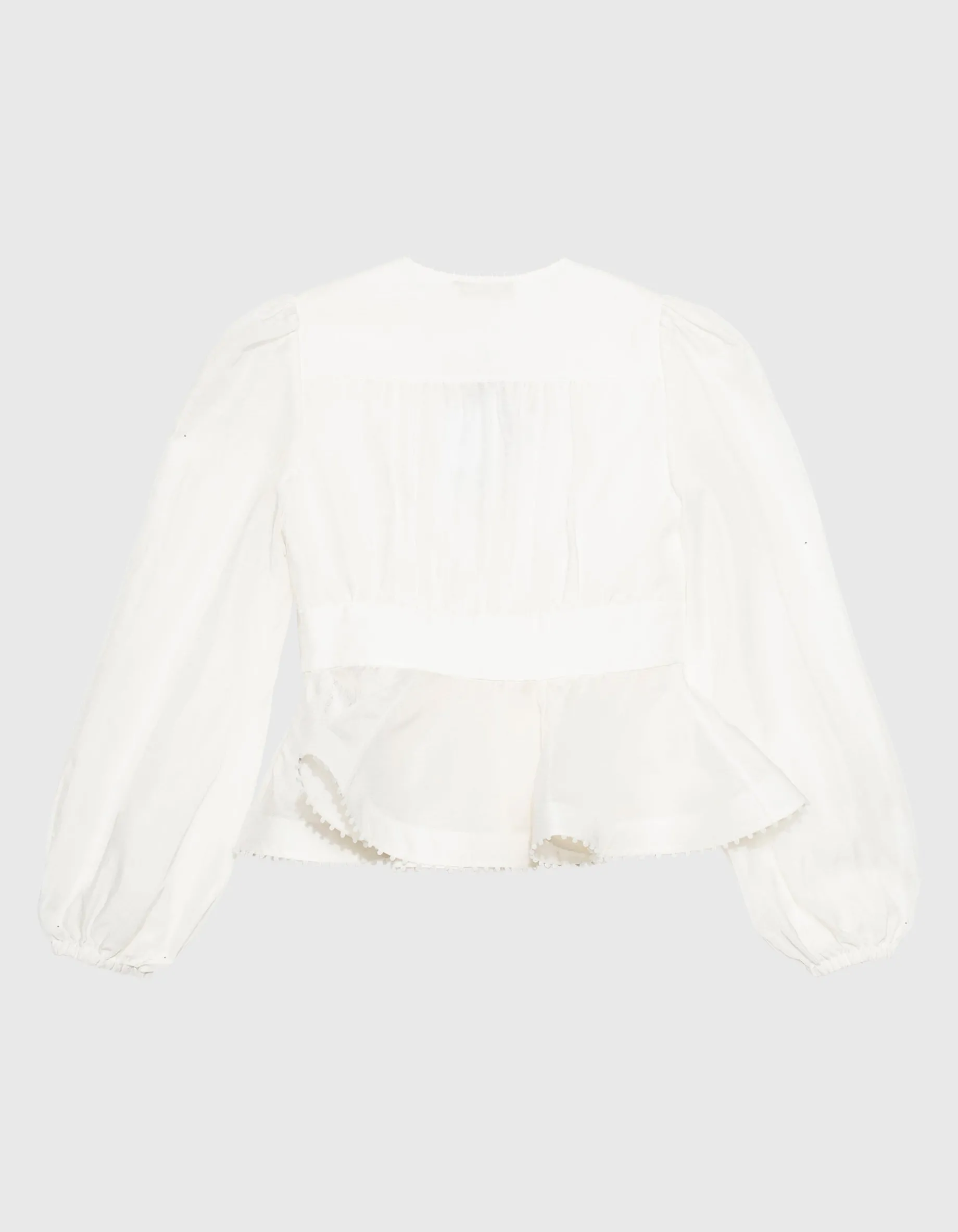 Leinen-Seiden-Mix Peplum-Bluse Dawning mit Perlen-Verzierung