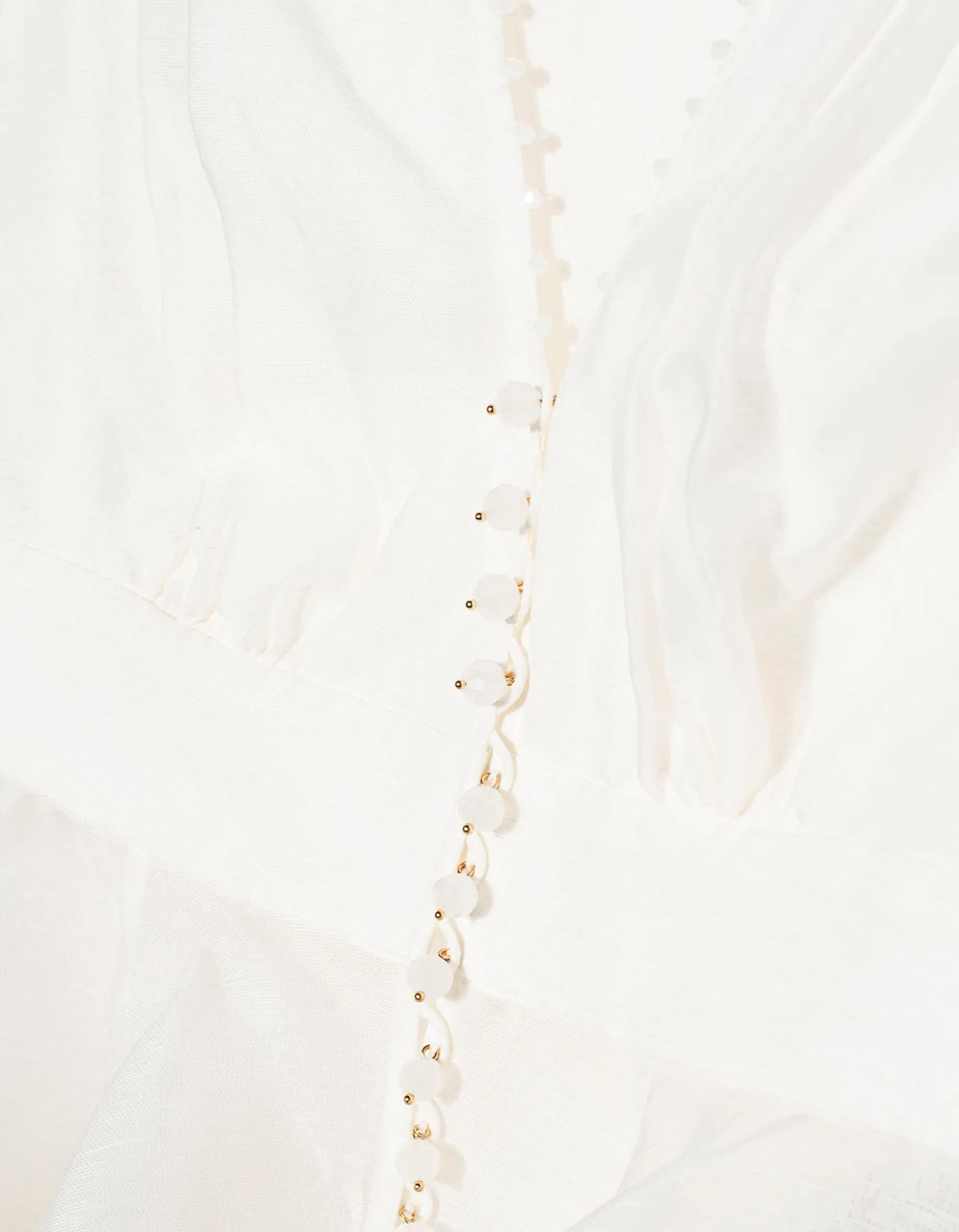 Leinen-Seiden-Mix Peplum-Bluse Dawning mit Perlen-Verzierung