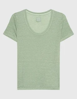 Leinen-T-Shirt mit Rundhalsausschnitt