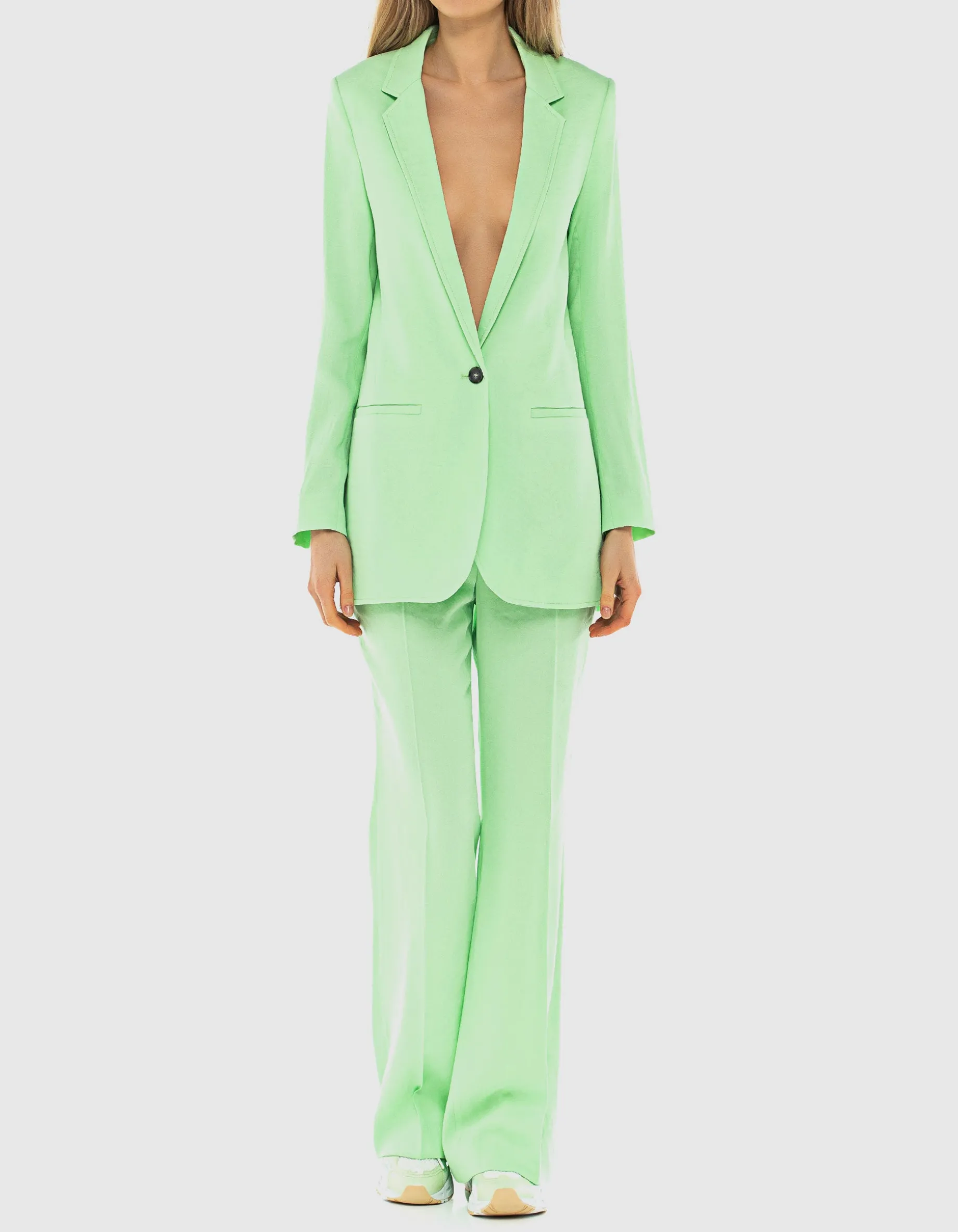 Long-Blazer mit Paspeltaschen