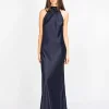 Maxi Satin-Neckholder-Kleid