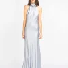 Maxi Satin-Neckholder-Kleid