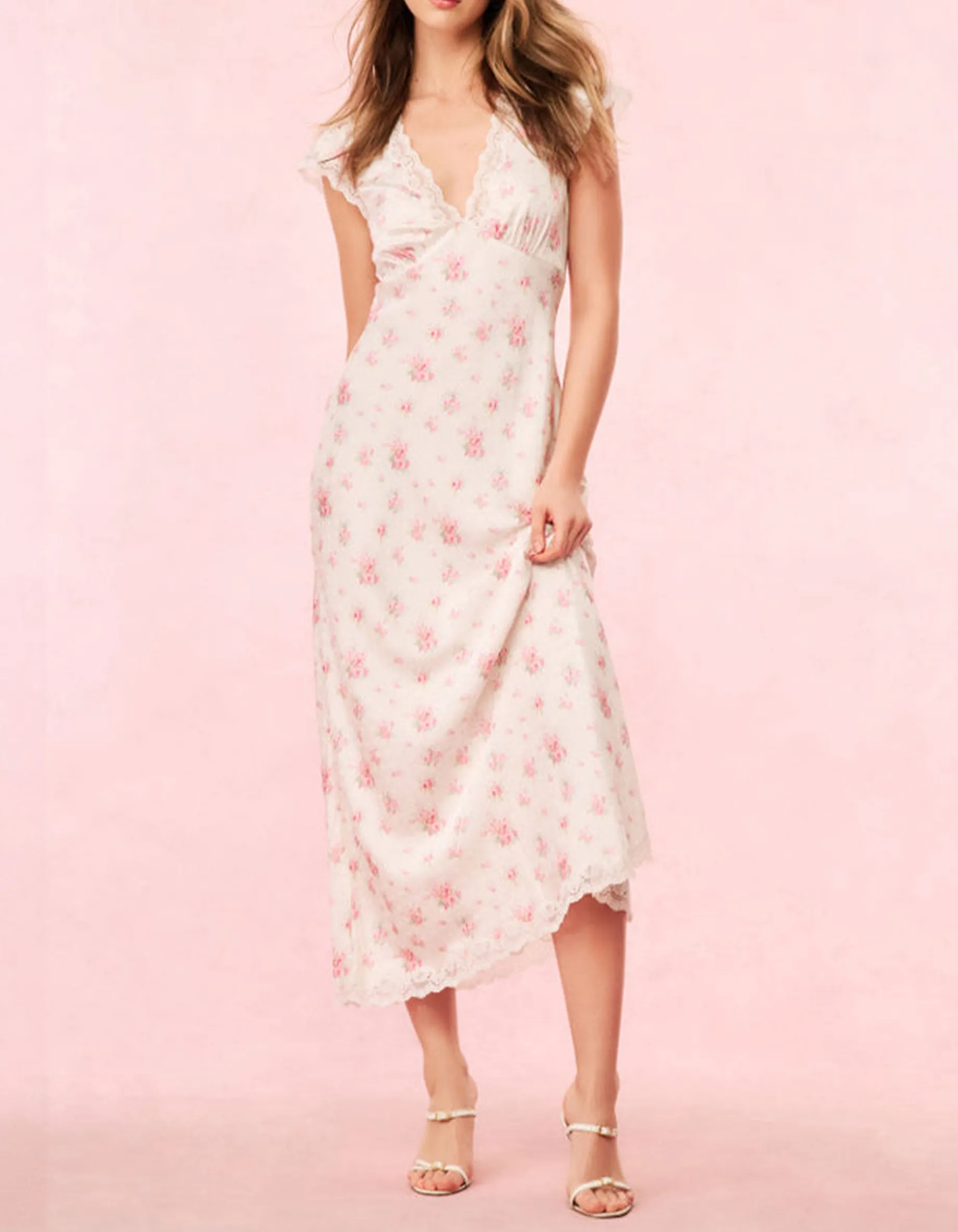Maxi Seiden-Mix-Kleid Theodore
