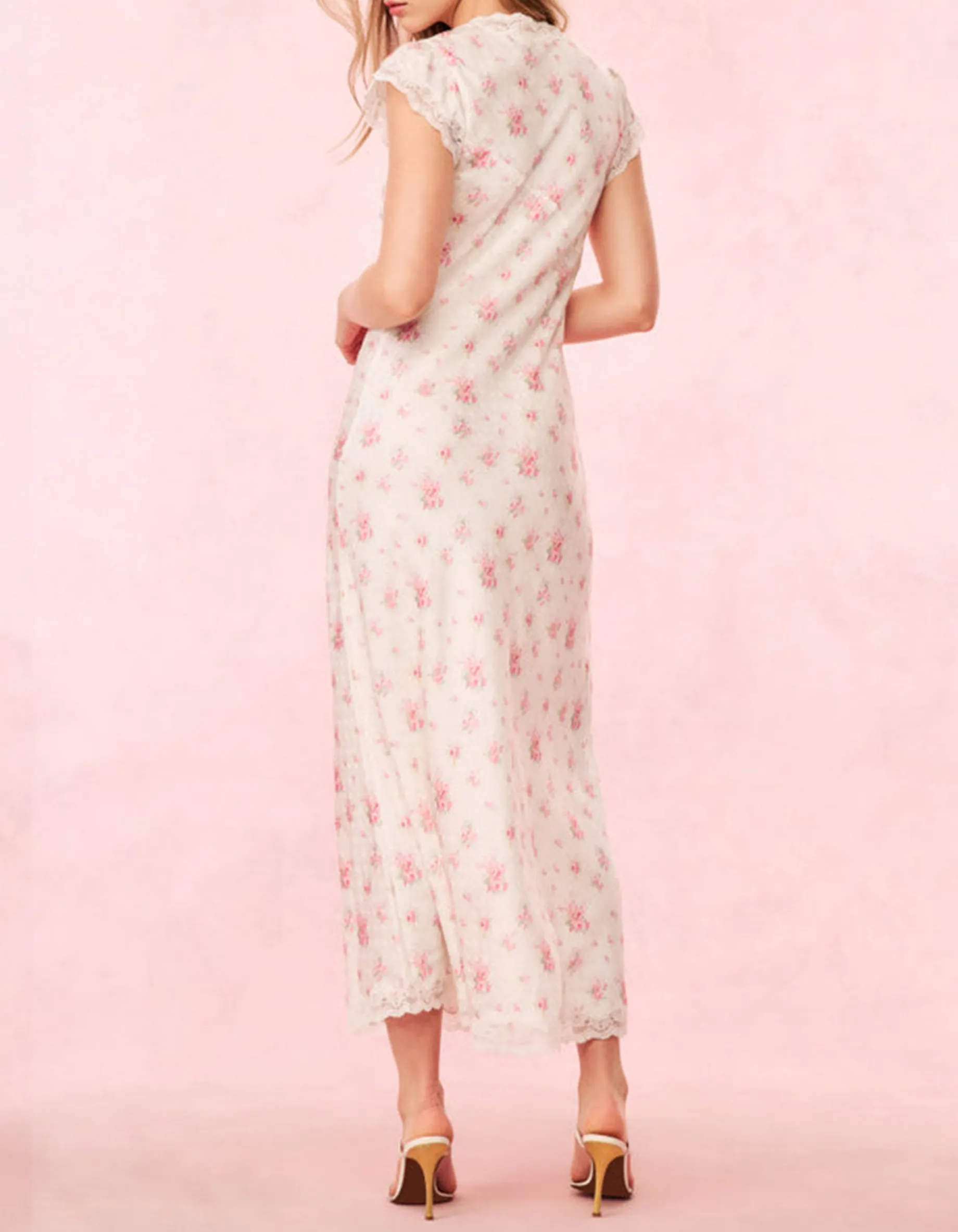 Maxi Seiden-Mix-Kleid Theodore