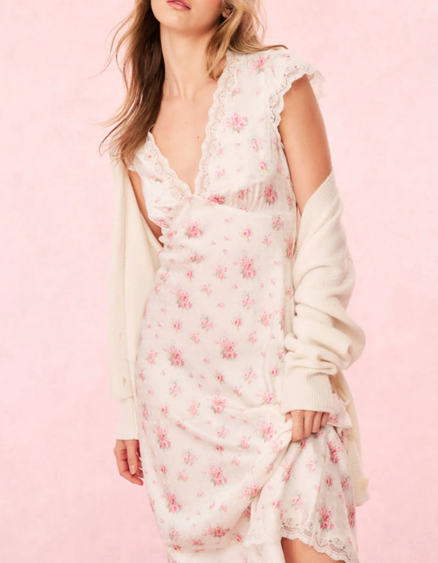 Maxi Seiden-Mix-Kleid Theodore