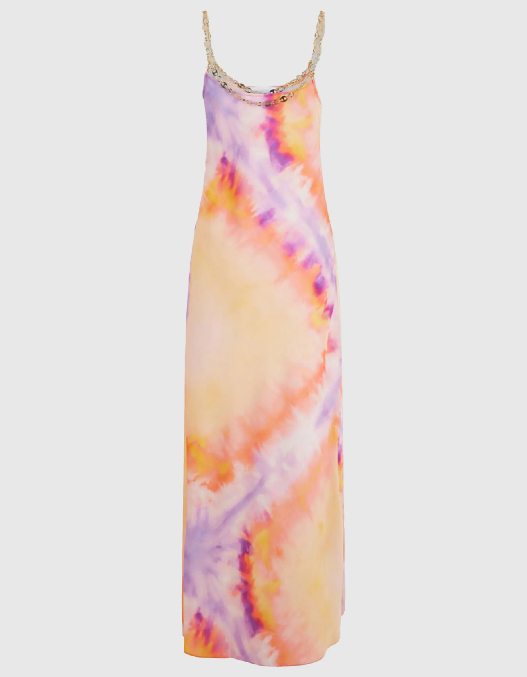 Maxi-Batik-Kleid mit abnehmbaren Ketten-Trägern
