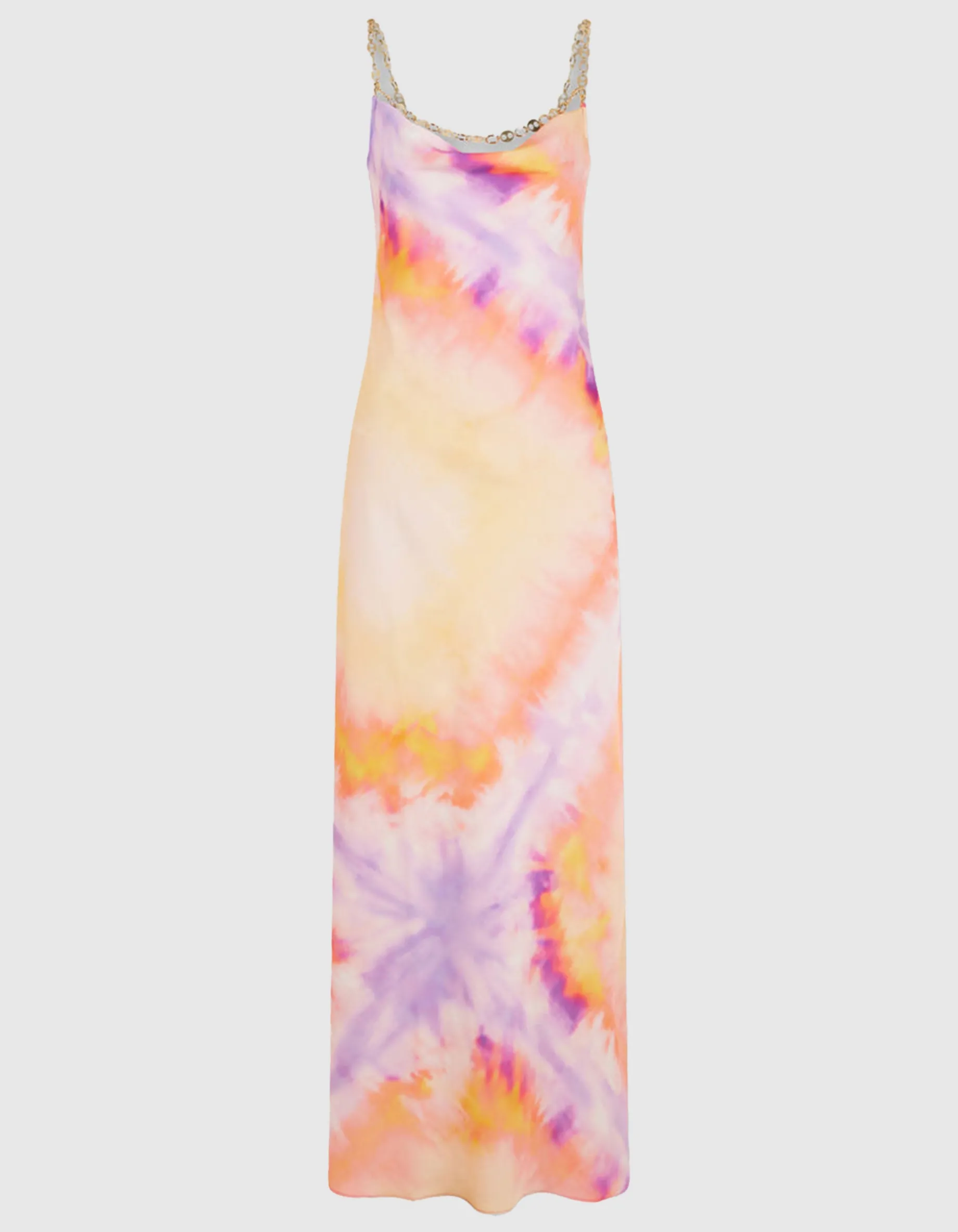 Maxi-Batik-Kleid mit abnehmbaren Ketten-Trägern