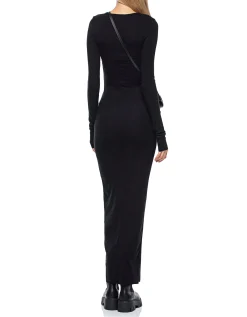 Maxi-Feinripp-Kleid mit Rundhalsausschnitt