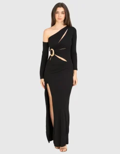 Maxi-Kleid mit Cut-Outs und Metall-Verzierung