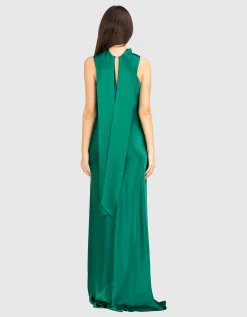 Maxi-Satin-Kleid mit Binde-Detail