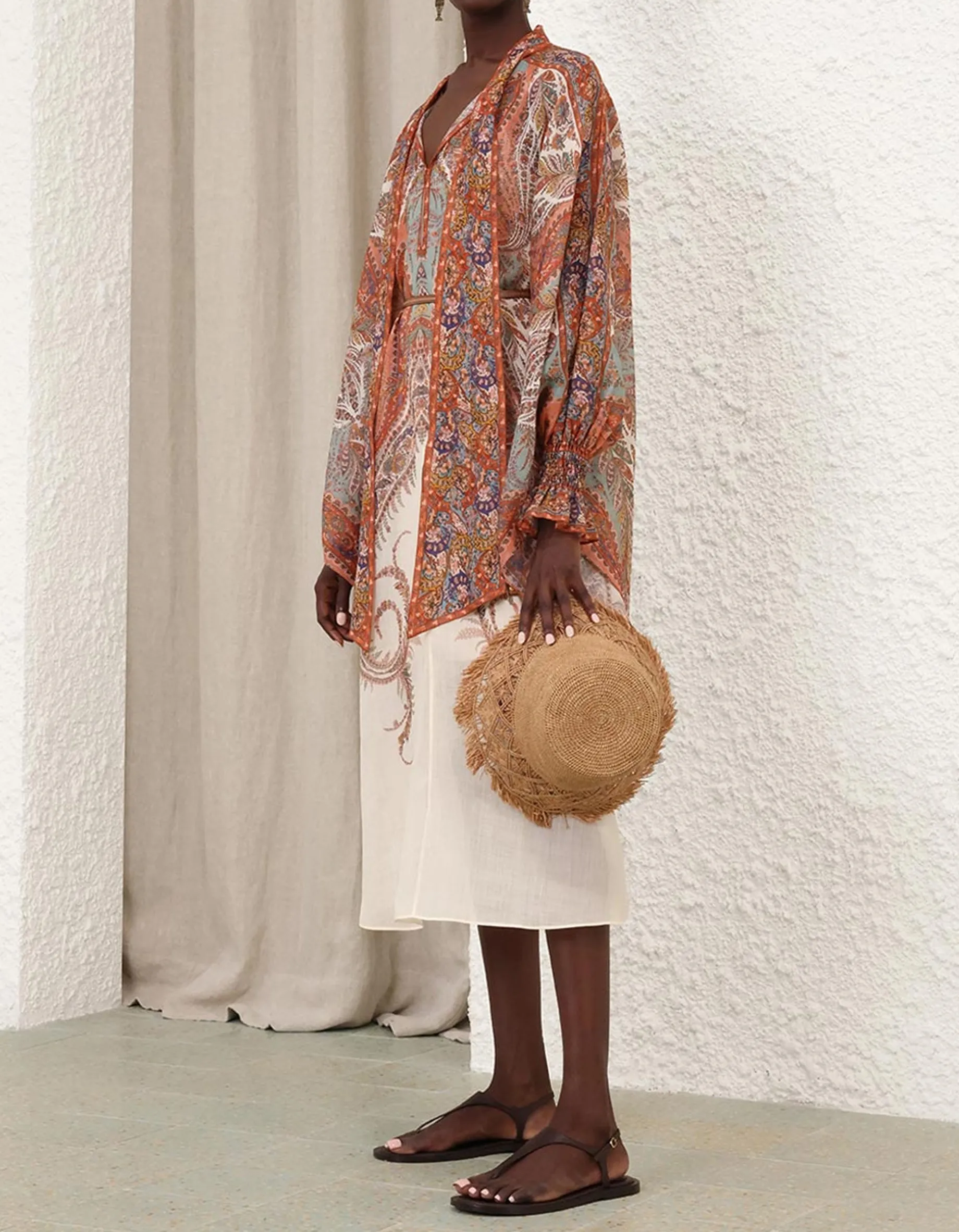 Midi-Kleid Rhiannon im Cape-Stil mit Bindegürtel