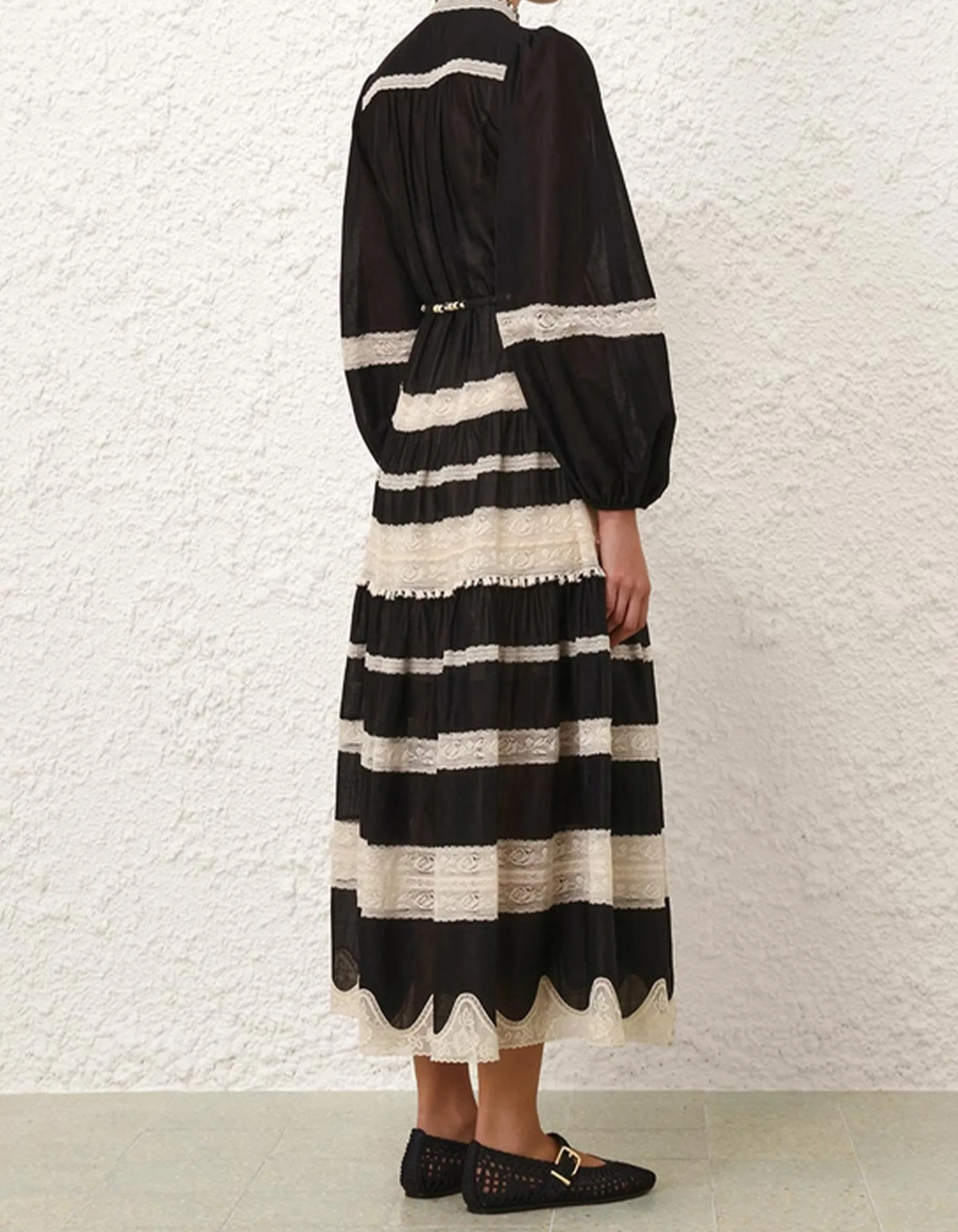 Midi-Kleid Rhiannon Lace Billow mit Spitzendetails