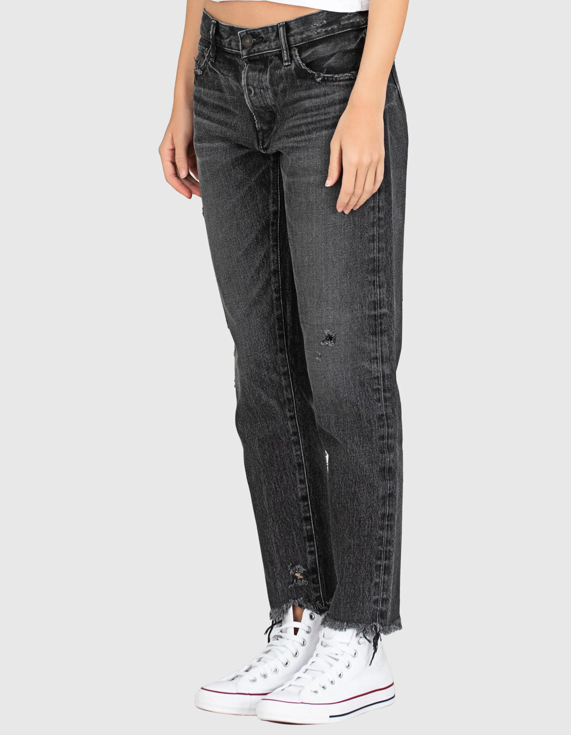 Mid-Waist Destroyed Jeans
