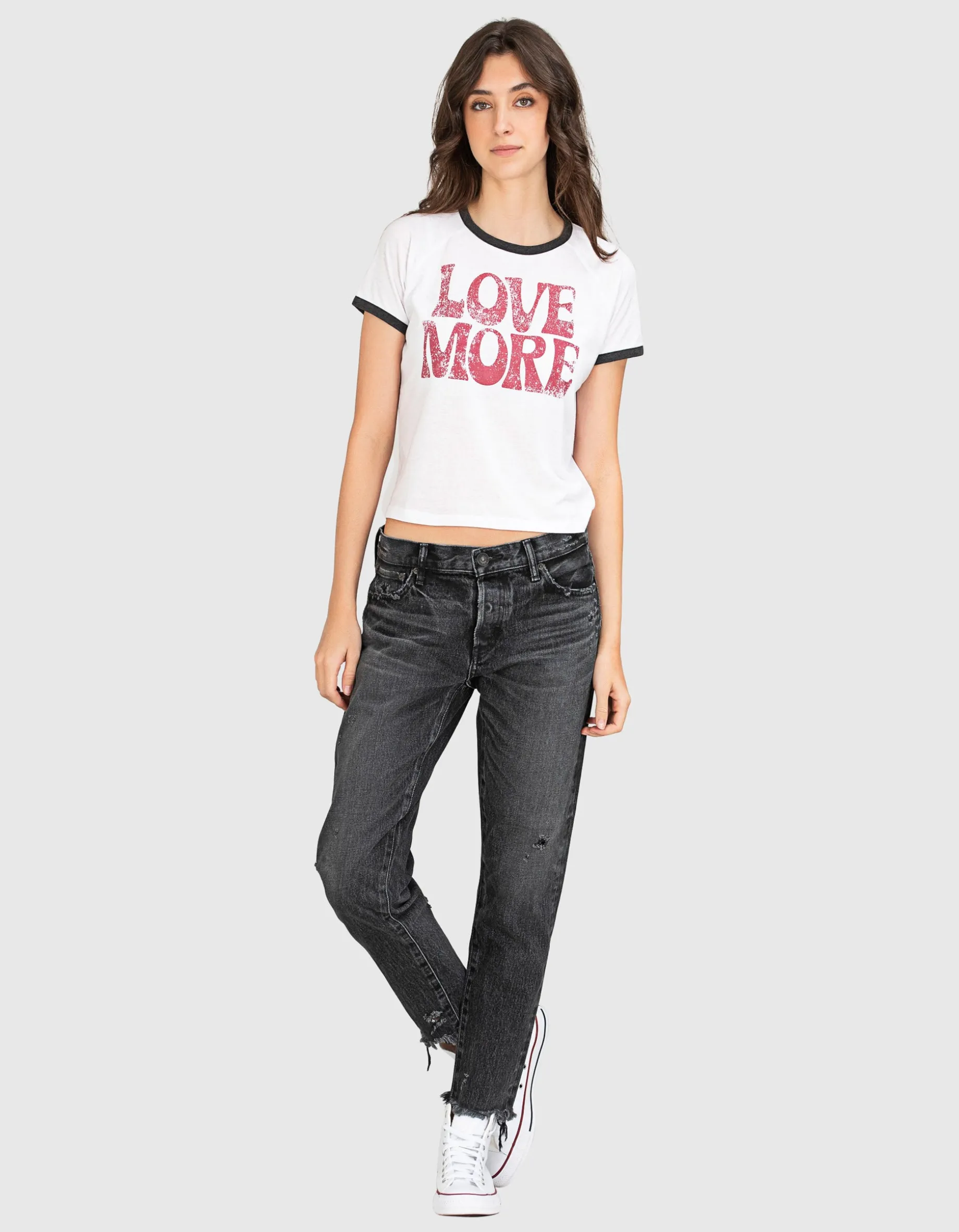 Mid-Waist Destroyed Jeans