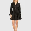 Mini Leinen-Kleid mit Bindegürtel