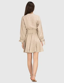 Mini Leinen-Kleid mit Bindegürtel