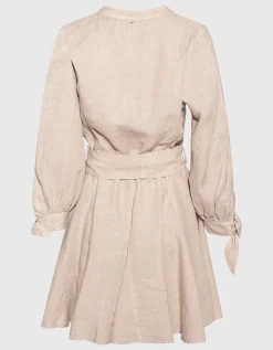 Mini Leinen-Kleid mit Bindegürtel