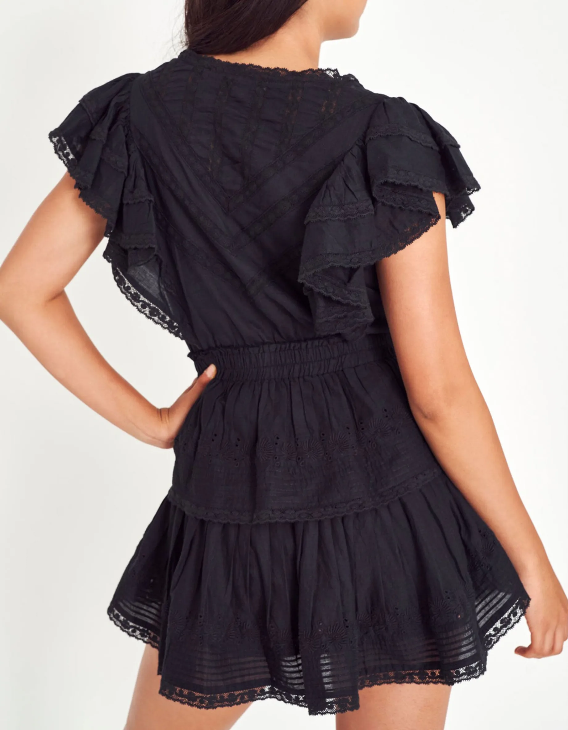 Mini Volant-Kleid Gwen mit Spitzen-Details