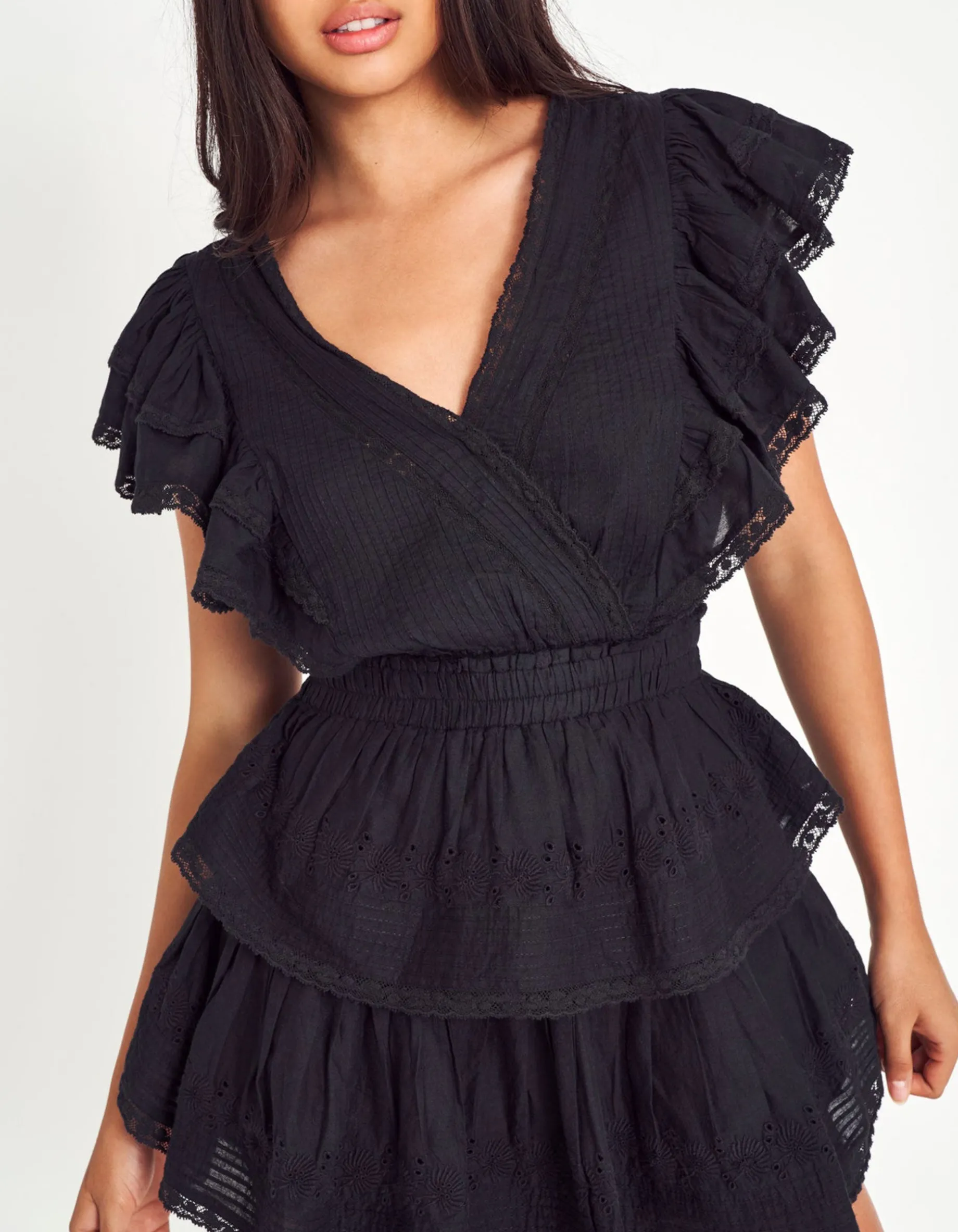 Mini Volant-Kleid Gwen mit Spitzen-Details