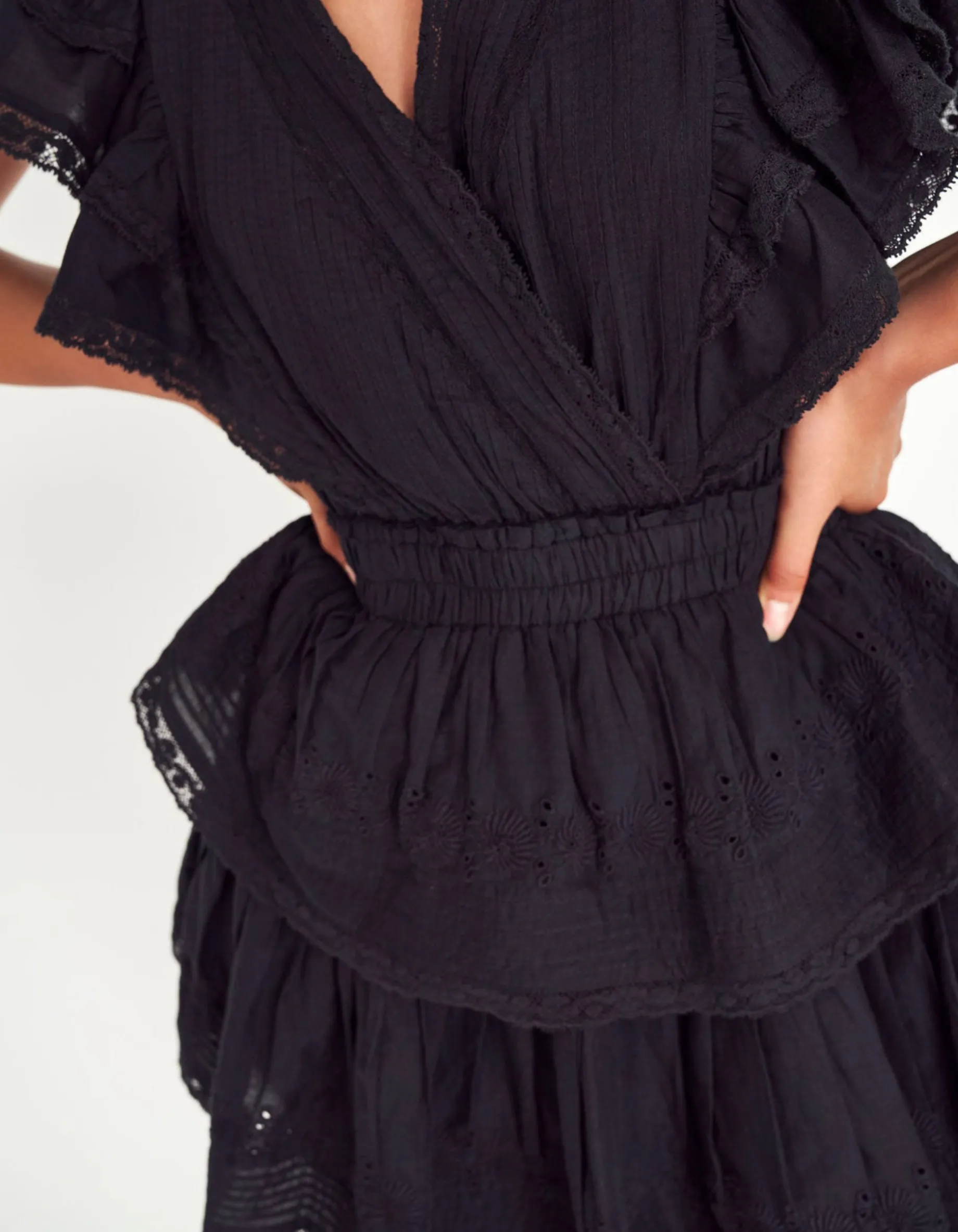Mini Volant-Kleid Gwen mit Spitzen-Details