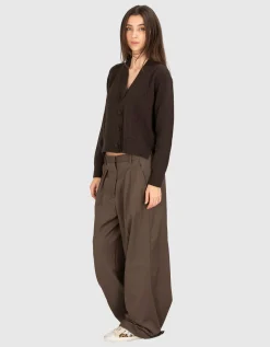 Nadelstreifen-Wide-Leg Woll-Hose