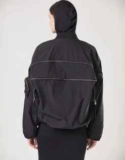 Nylon-Mix Bomberjacke mit Zipper-Details