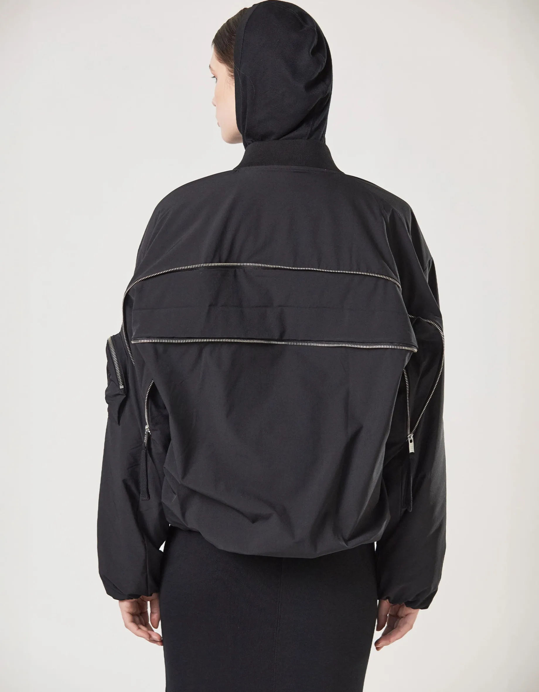 Nylon-Mix Bomberjacke mit Zipper-Details
