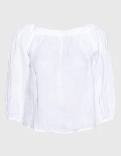 Off-Shoulder Leinen-Bluse