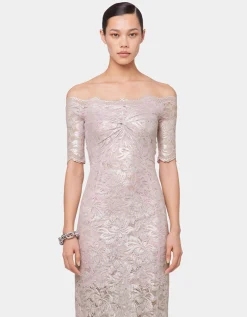 Off-Shoulder Maxi-Spitzen-Kleid