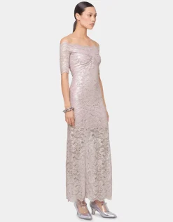 Off-Shoulder Maxi-Spitzen-Kleid