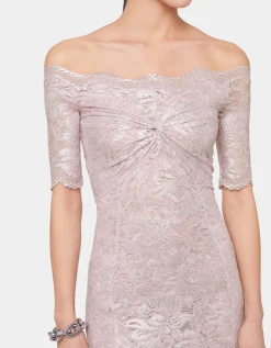 Off-Shoulder Maxi-Spitzen-Kleid