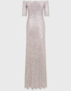 Off-Shoulder Maxi-Spitzen-Kleid