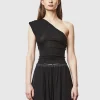 One-Shoulder Top mit Raffung