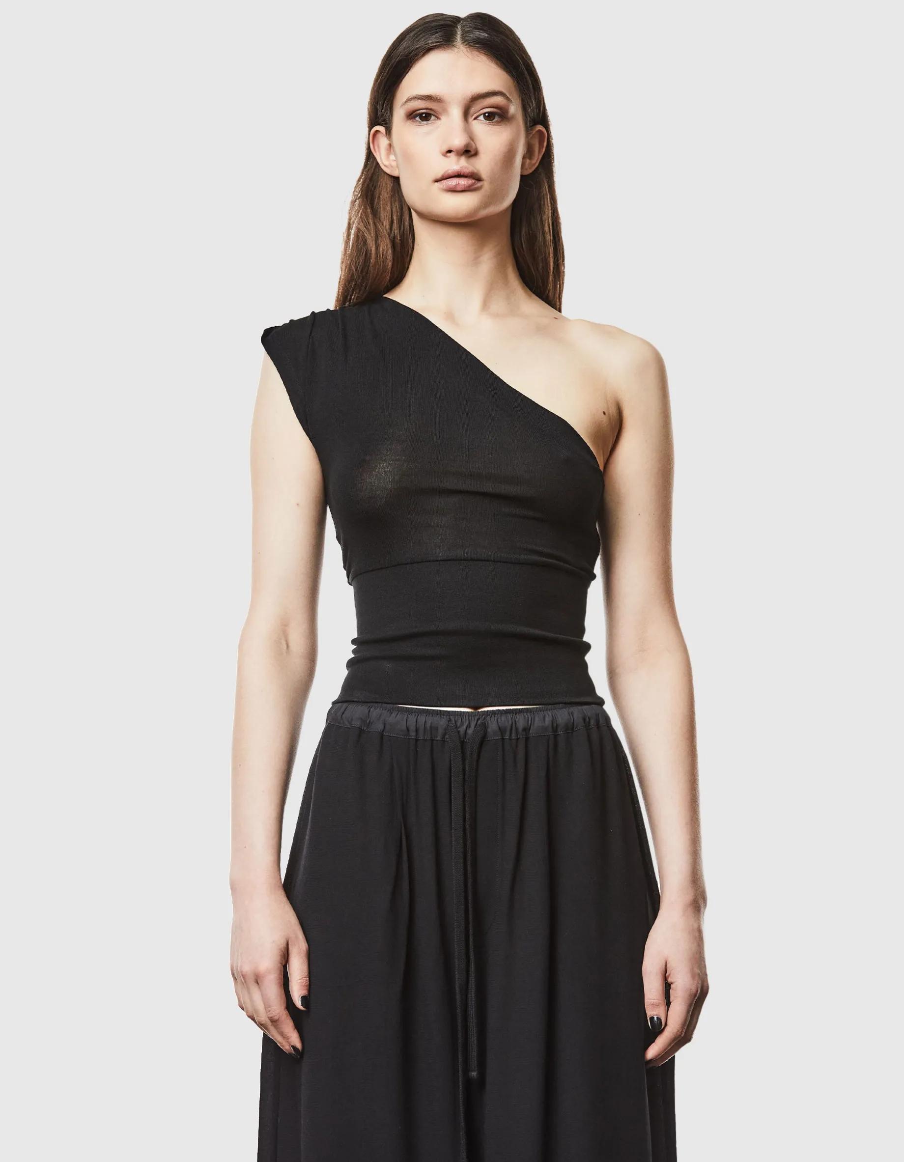 One-Shoulder Top mit Raffung
