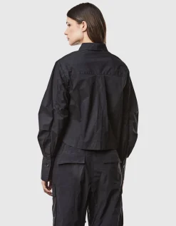 Oversize Crop-Bluse mit gerafften Ärmeln