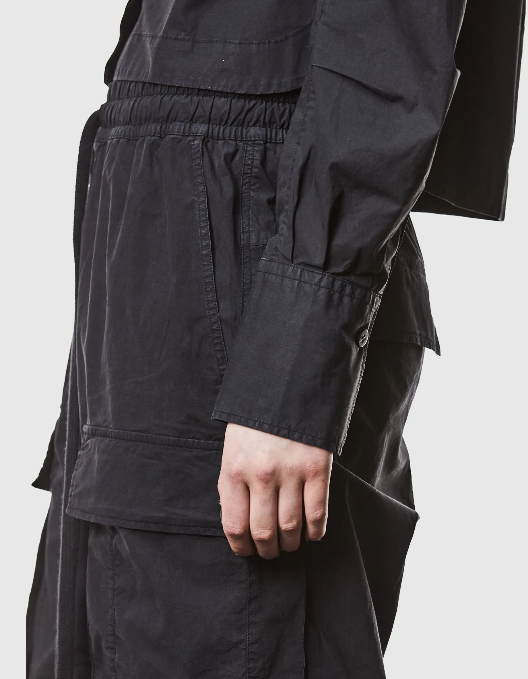 Oversize Crop-Bluse mit gerafften Ärmeln