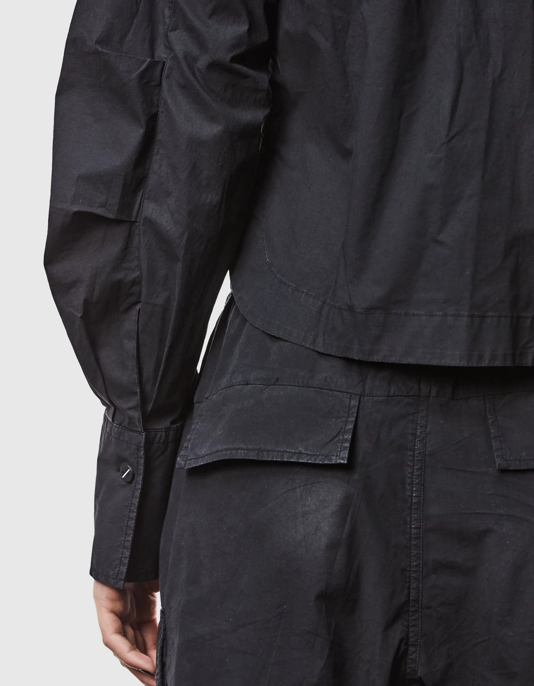 Oversize Crop-Bluse mit gerafften Ärmeln