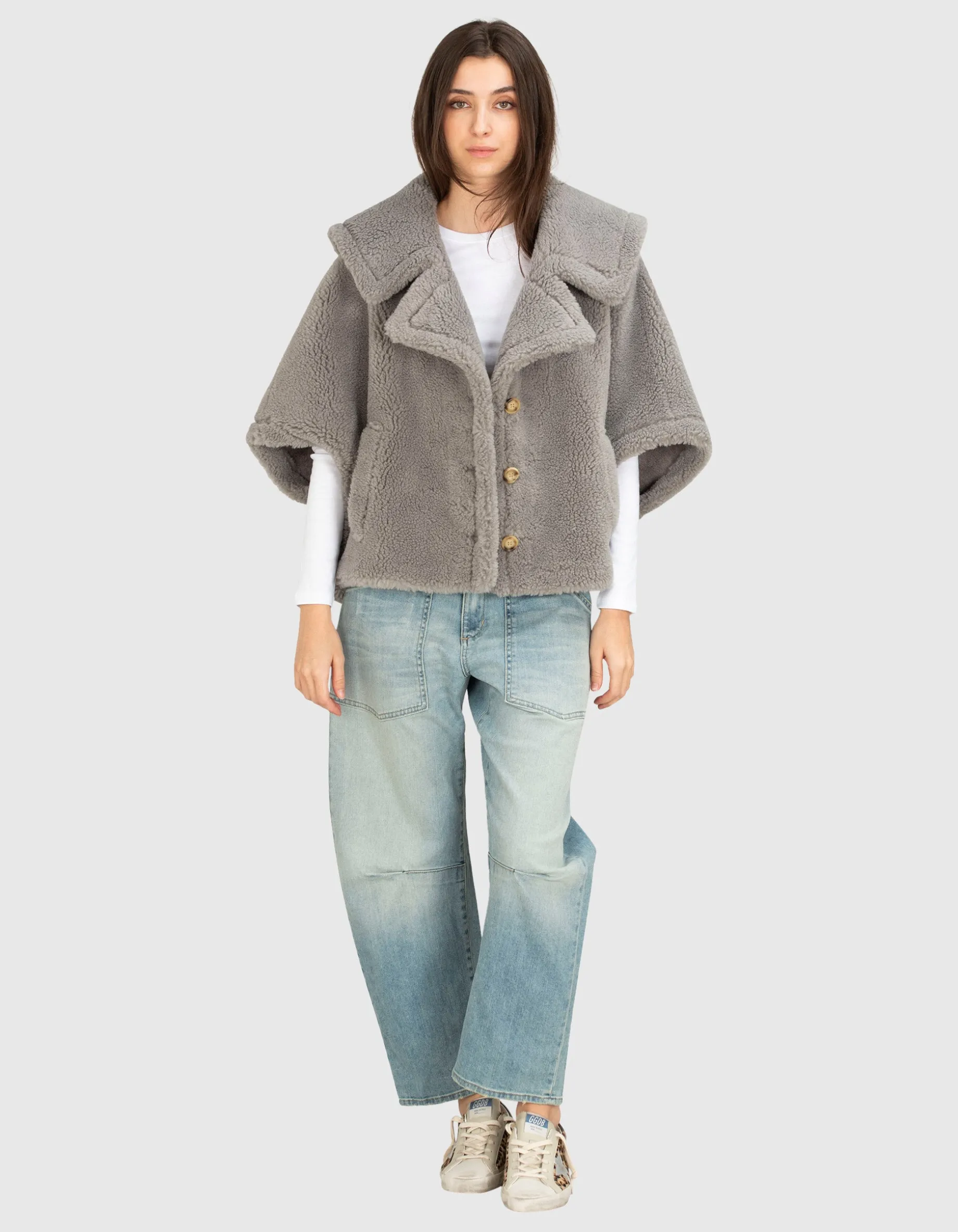 Oversize Cropped Teddyfell-Cape