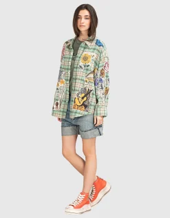 Oversize Flanell-Hemd mit Applikation